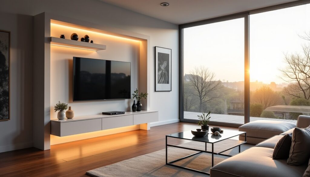 Meubles TV en placo plâtre : inspirations modernes pour sublimer votre salon contemporain en 2025