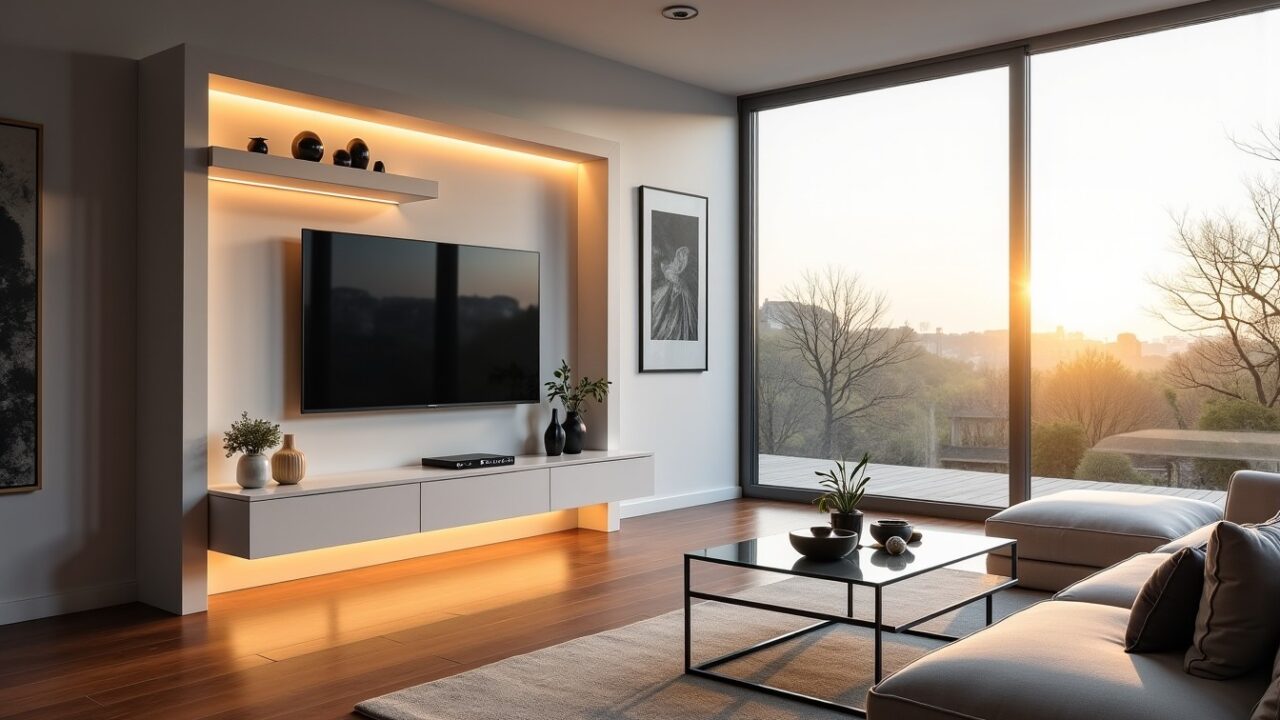 Meubles TV en placo plâtre : inspirations modernes pour sublimer votre salon contemporain en 2025