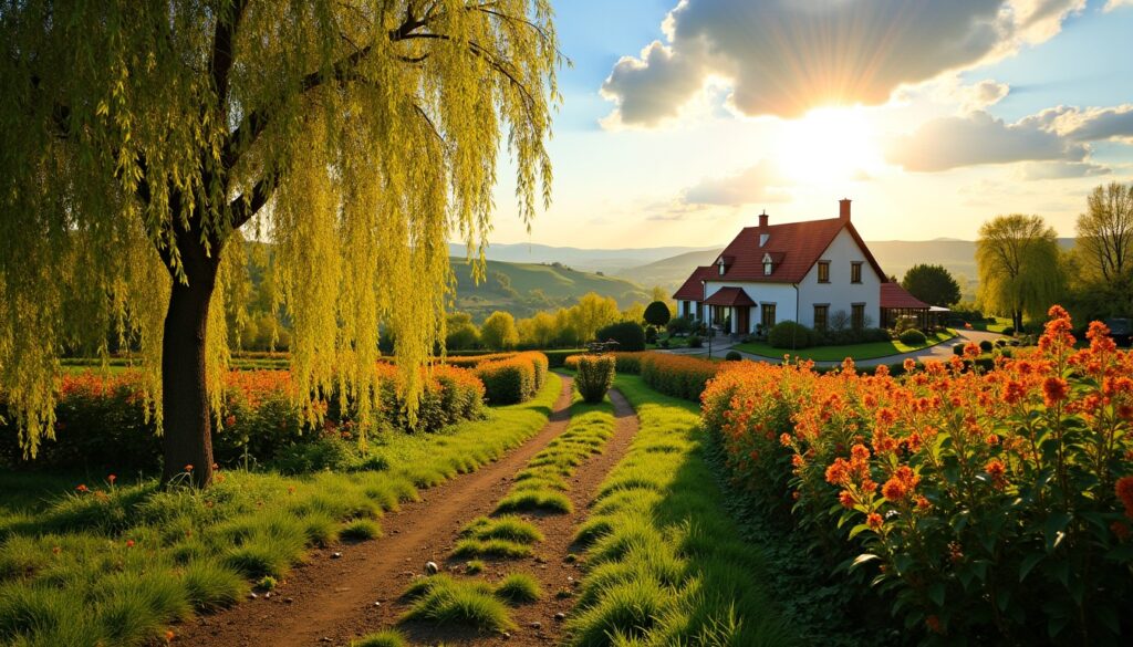 Saule crevette : quelle distance ideale respecter entre la maison et la plantation ?
