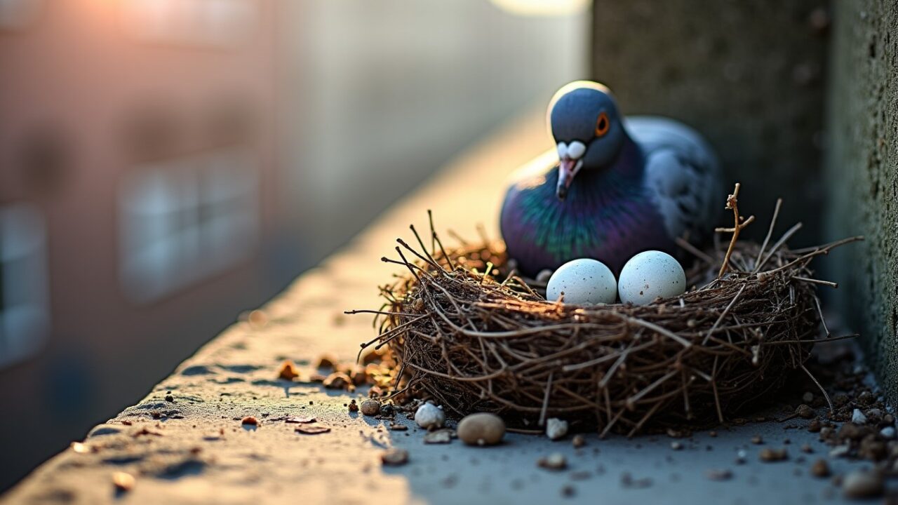 Nid de pigeon sur mon balcon : signification et messages secrets révélés