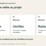 Une mesure reliée au projet. Matériau : Nature, essence et traitement connus. Méthode : Instrument et réglage compatibles. Décision : Consigne du projet réellement choisi.